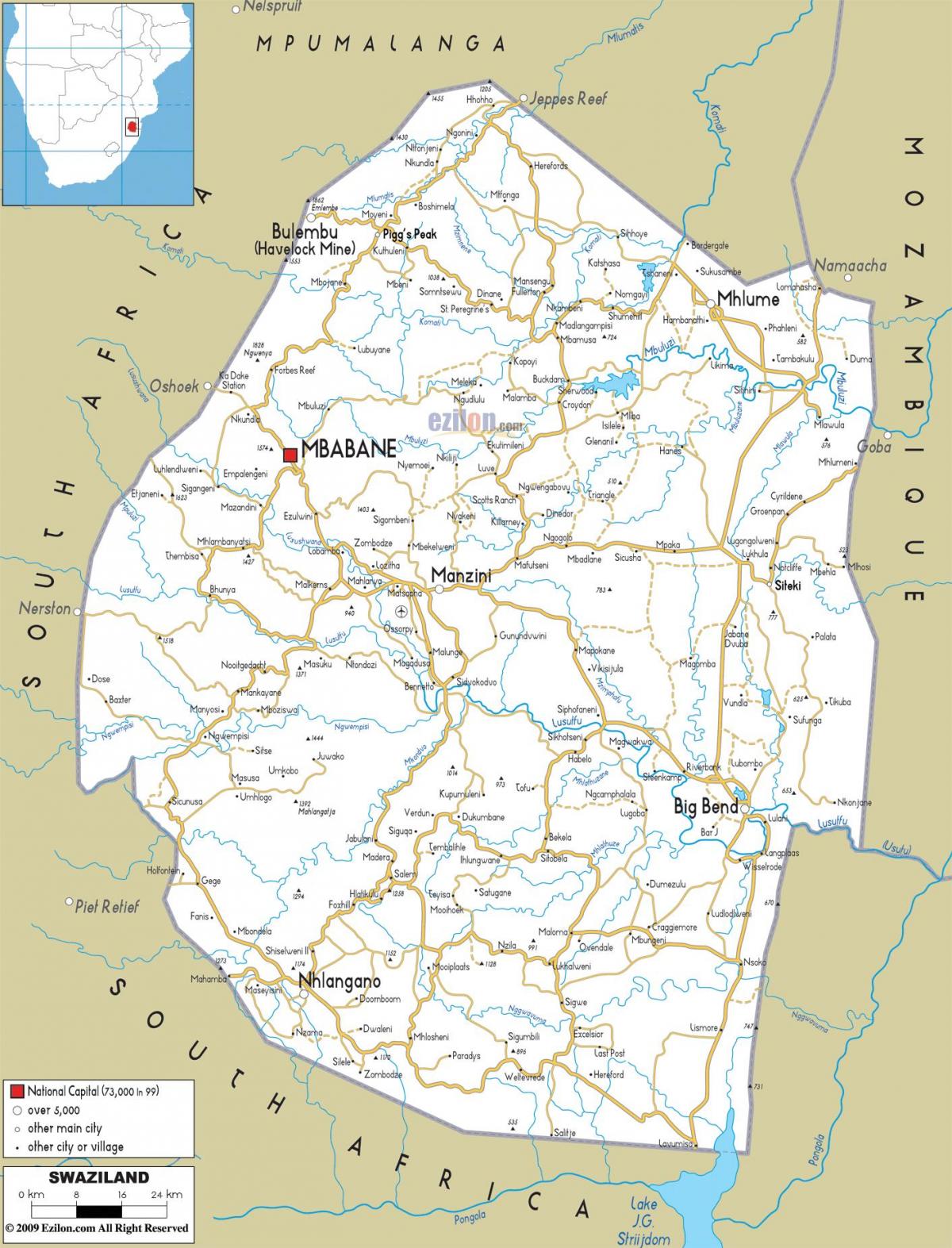 mapa Suazi