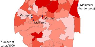 Mapa Suazi na temat malarii