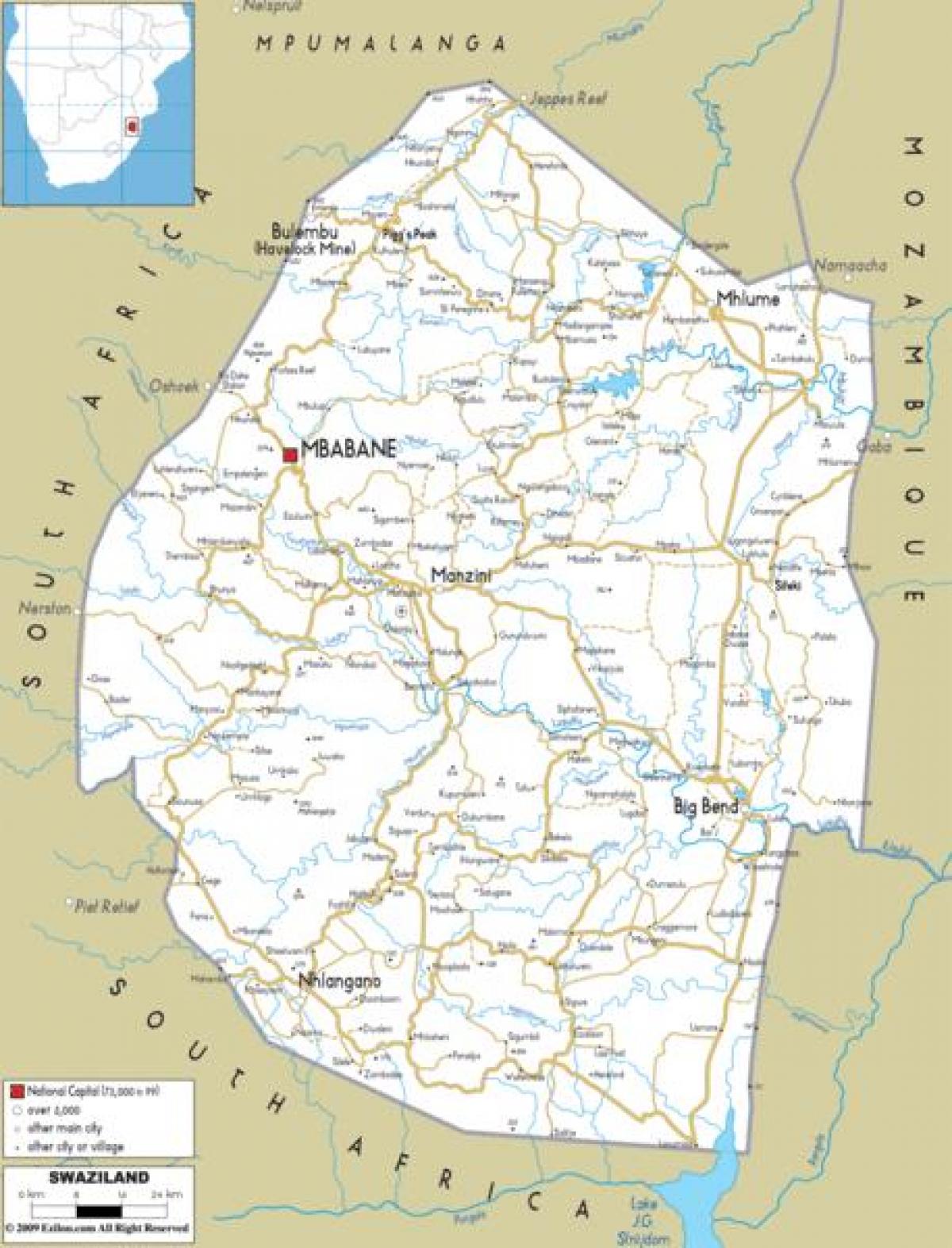 Mapa Suazi mbabane